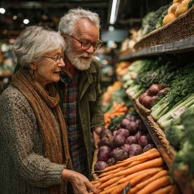 Активна літня пара займається спортом на природі